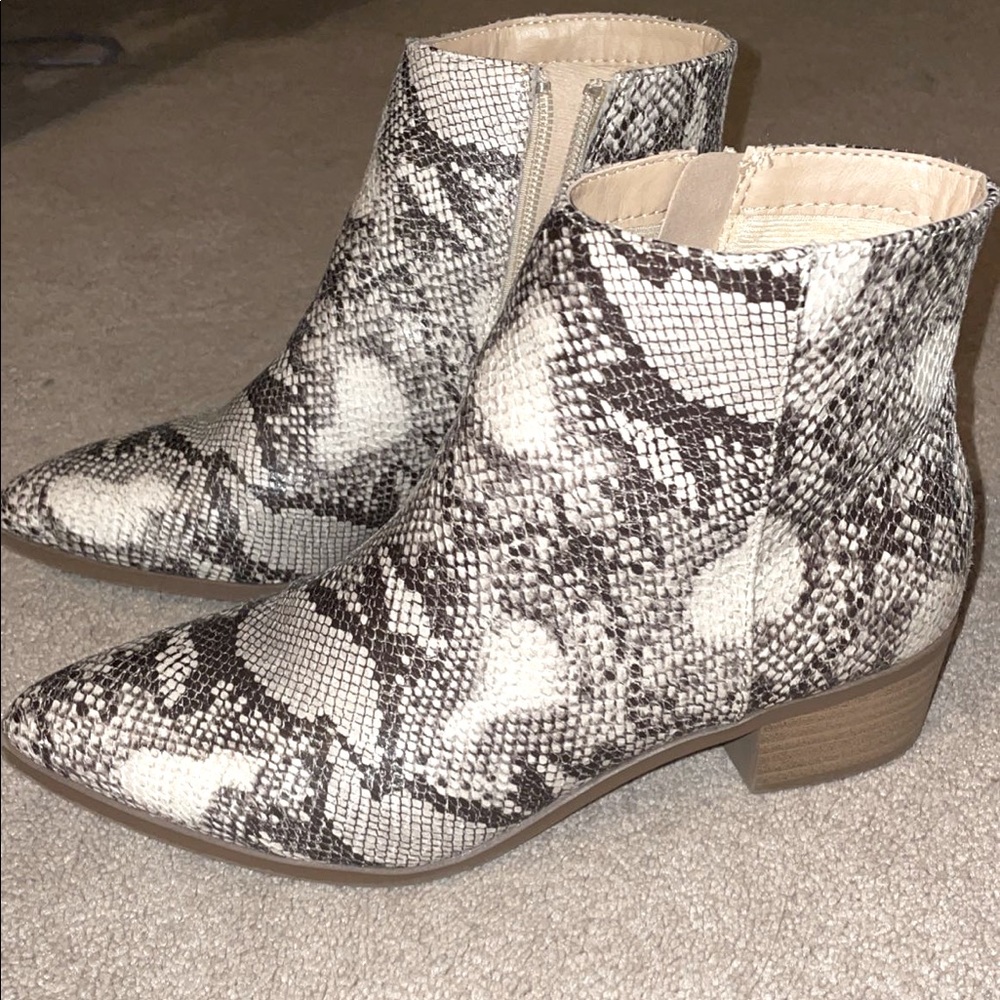 Snakeskin booties